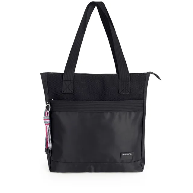 gabol-aroa-bolso-shopper-de-nylon-negro-con-llavero-rosa-resistente-al-agua-14-4 image 1