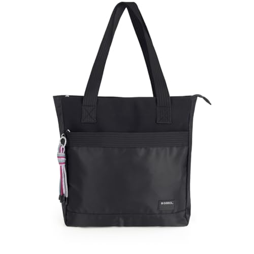 gabol-aroa-bolso-shopper-de-nylon-negro-con-llavero-rosa-resistente-al-agua-14-4 image 7