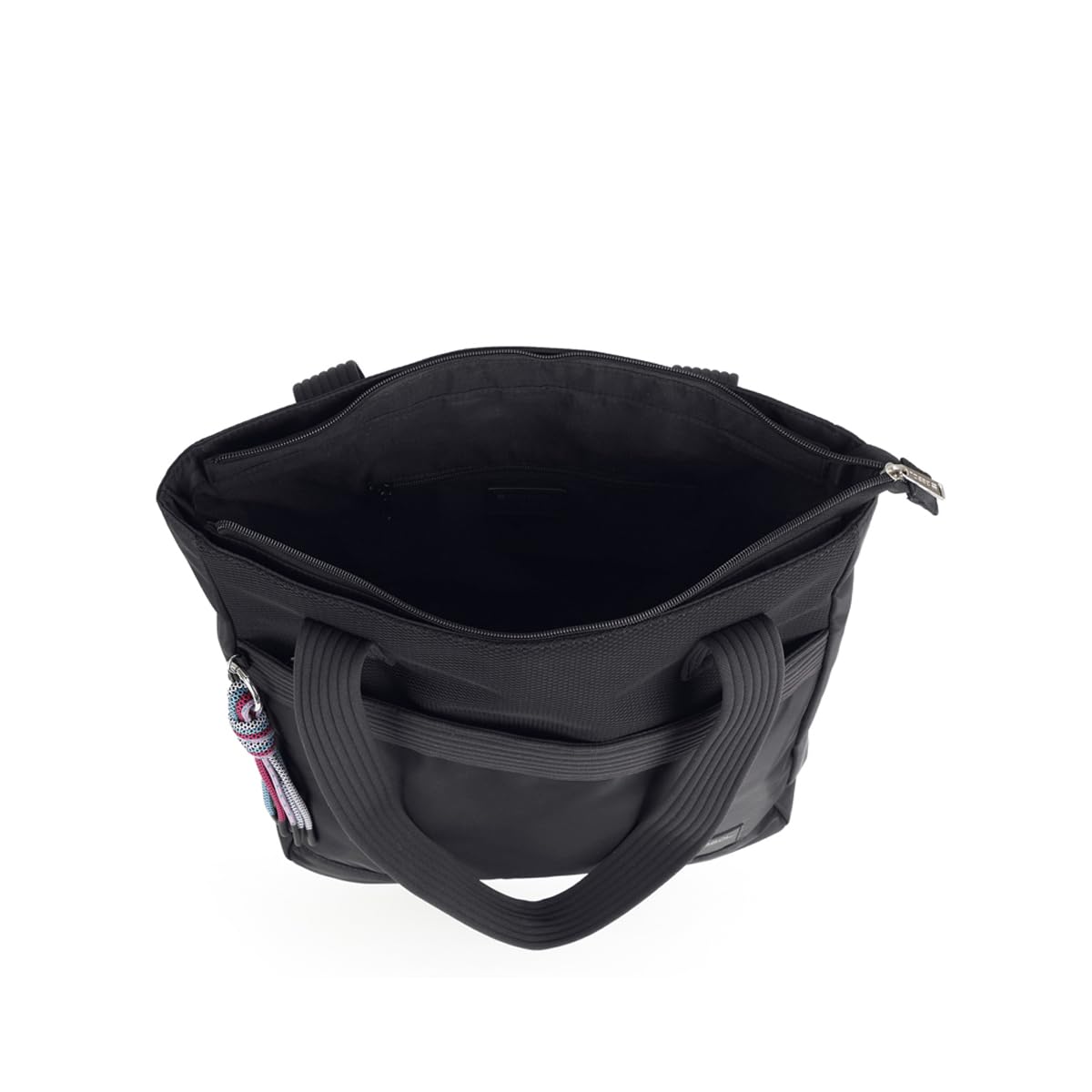 gabol-aroa-bolso-shopper-de-nylon-negro-con-llavero-rosa-resistente-al-agua-14-4 image 4