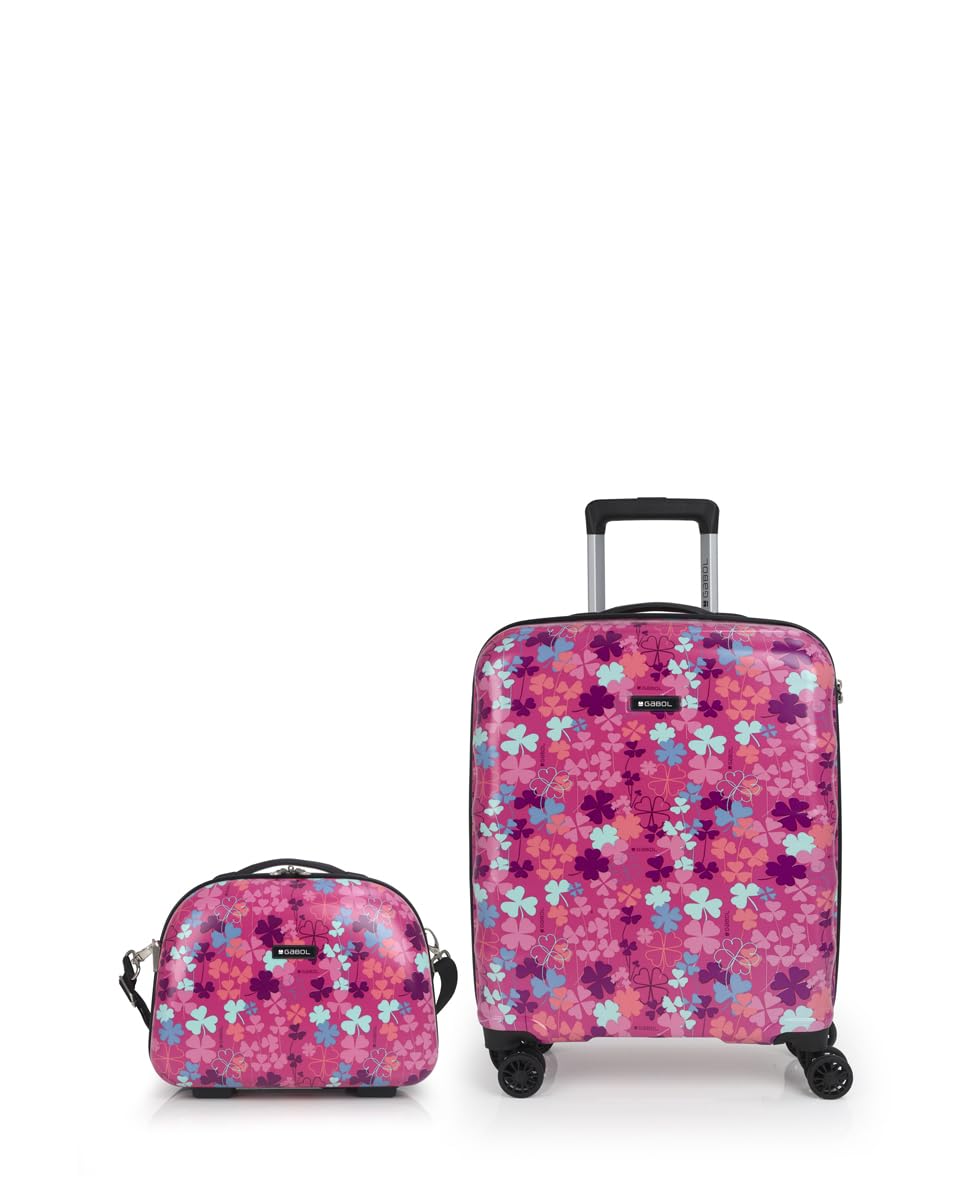 gabol-set-de-maleta-de-cabina-y-neceser-clover-2-piezas-r-gidas-con-estampado-de image 1