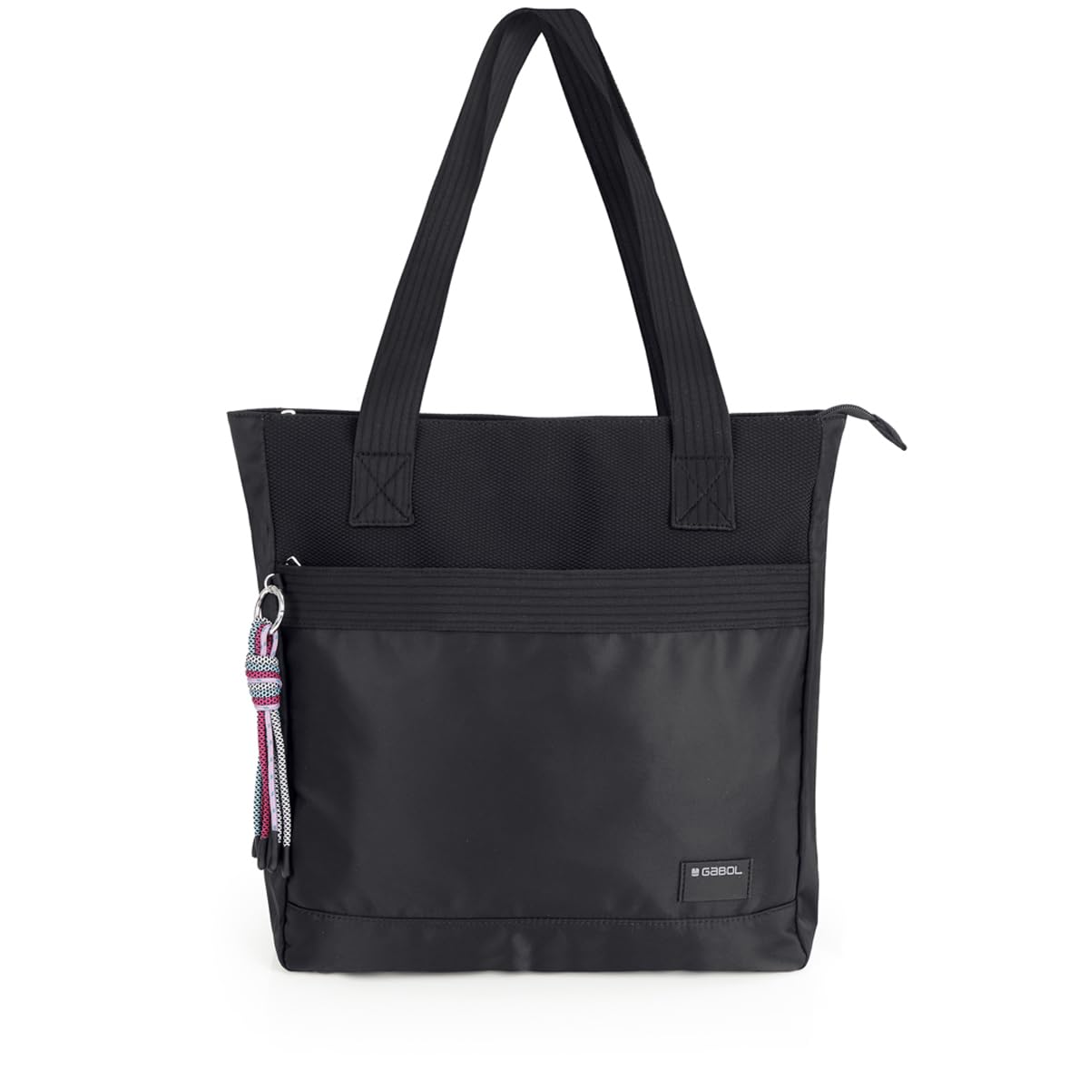 gabol-aroa-bolso-shopper-de-nylon-negro-con-llavero-rosa-resistente-al-agua-14-4 image 1